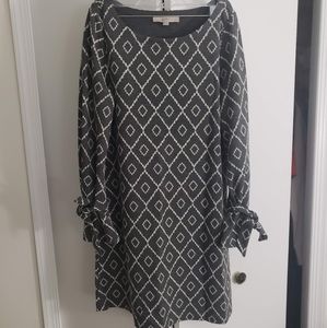 Loft Cozy Grey Long Tie Sleeve Shift Dress